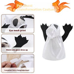 Load image into Gallery viewer, White Halloween ghost pet costume with black eye mesh, wing sleeves, and adjustable Velcro for dogs and cats.