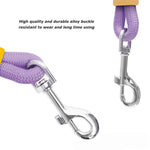 Load image into Gallery viewer, Close-up of heavy-duty dog leash with durable alloy buckle and purple anti-slip traction rope handle