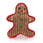 Load image into Gallery viewer, Tear-resistant plush gingerbread man Christmas toy for cats and dogs with built-in squeaker for interactive play