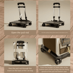 Load image into Gallery viewer, Assembly instructions for Pet Trolley Cat Backpack showing pull rod setup and secure attachment for stable pet travel.