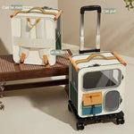 Load image into Gallery viewer, Multifunctional Cat Backpack Trolley showing backpack, pull, and carry options, ideal for pet transport and travel convenience.