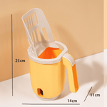 Load image into Gallery viewer, Yellow all-in-one cat litter scoop with built-in trash bin and deodorizing feature, measuring 25cm tall and 14cm wide for convenient use.