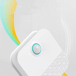 Load image into Gallery viewer, Compact white automatic pet odor purifier and air freshener for cat litter boxes with motion sensor and modern design.