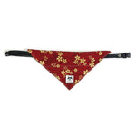 Load image into Gallery viewer, Red pet bandana with Japanese tang grass and cherry blossom pattern, adjustable strap for dogs and cats