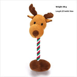 Load image into Gallery viewer, Plush reindeer Christmas toy with squeaker and durable rope for tear-resistant fun with cats and dogs.