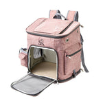 Load image into Gallery viewer, Pink transparent cat backpack carrier with ventilation mesh and multiple zippered compartments for small pets travel