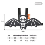 Load image into Gallery viewer, Halloween pet costume bat wings with skull design and bells for cats and dogs in small and medium sizes