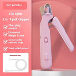Load image into Gallery viewer, Pink POT N PET™ 2-in-1 Pet Nail Clippers with LED Light offers LED precision, USB charging, and dust-proof grooming for cats and dogs.