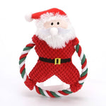 Load image into Gallery viewer, Tear-resistant plush Santa Christmas toy for cats and dogs with a festive rope and built-in squeaker.