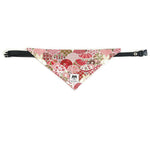 Load image into Gallery viewer, Japanese Tang Grass and cherry blossom pattern pet bandana with adjustable black strap for dogs and cats in triangular shape