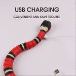 Load image into Gallery viewer, Interactive electric snake cat toy showing USB charging cable for easy power recharge