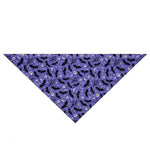 Load image into Gallery viewer, Purple Halloween pet bandana with black bats and white spooky eyes pattern for dogs and cats