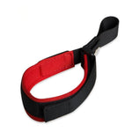 Load image into Gallery viewer, Hands-free wrist strap for automatic dog leash, featuring adjustable black and red padded design for comfortable pet walking.