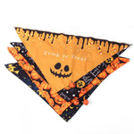 Load image into Gallery viewer, Halloween-themed triangle pet bandanas with spooky prints including pumpkins and jack-o-lantern faces.