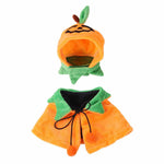 Load image into Gallery viewer, Reversible Halloween pumpkin pet cloak with hood for dogs and cats, soft orange and green costume for parties and photos