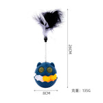 Load image into Gallery viewer, Rotating feather cat toy with spring, interactive tumbler roller, catnip inside, dimensions 26cm by 8cm, weighs 135 grams.