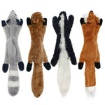 Load image into Gallery viewer, Set of four plush animal dog toys designed as anti-bite molar chew toys for teeth cleaning and playtime fun.