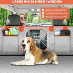 Load image into Gallery viewer, Dog backseat extender with large mesh window, waterproof seat cover, storage pockets, and beagle lying down in car seat hammock.