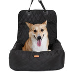 Load image into Gallery viewer, Small dog sitting in black 2 in 1 pet carrier folding car seat pad and dog bed mattress for pets
