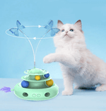 Load image into Gallery viewer, Green Automatic Laser Cat Toy with butterfly wand and ball tracks, engaging cats in 360° interactive play and mental stimulation.