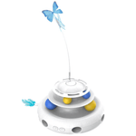 Load image into Gallery viewer, White Electric Turntable Cat Toy with rotating butterfly wand and colorful ball tracks, designed for endless feline fun and activity.