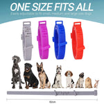 Load image into Gallery viewer, Adjustable flea and tick collar by POT N PET in gray, pink, blue, and red, with eight dogs shown.