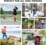 Load image into Gallery viewer, Collage of people using hands-free dog leash while running, hiking, walking, and pushing strollers, showcasing its versatile use.