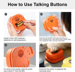 Load image into Gallery viewer, Step-by-step guide showing how to install batteries and record voice on pet talking buttons for dog and cat communication training.