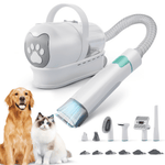 Load image into Gallery viewer, 7-in-1 pet hair vacuum & trimmer grooming kit for dogs and cats with multiple attachments including clipper, brush, and vacuum hose.