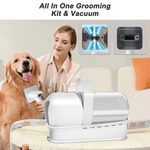 Load image into Gallery viewer, All-in-one 7-in-1 pet grooming kit and vacuum system in use, showing efficient fur suction and grooming for dogs at home.