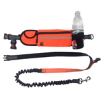 Load image into Gallery viewer, Orange hands-free dog leash with waist bag and bottle holder, perfect for jogging or walking with your dog hands-free.