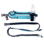 Load image into Gallery viewer, Blue hands-free dog leash with waist bag and water bottle holder, perfect for active pet owners during runs or walks.