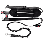 Load image into Gallery viewer, Black hands-free running dog leash with waist pack and shock-absorbing leash, designed for no-pull control during outdoor activities.