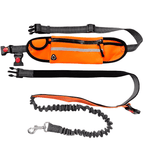 Load image into Gallery viewer, Orange hands-free running dog leash with waist pack and stretchable leash, built for active pet owners seeking comfort and control.