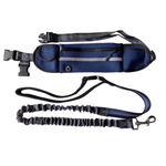 Load image into Gallery viewer, Navy blue hands-free running dog leash with waist pack and stretchable leash, designed for secure and comfortable pet walking.