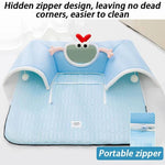 Load image into Gallery viewer, Light blue breathable cat tunnel bed with hidden zipper design for easy cleaning and comfort.