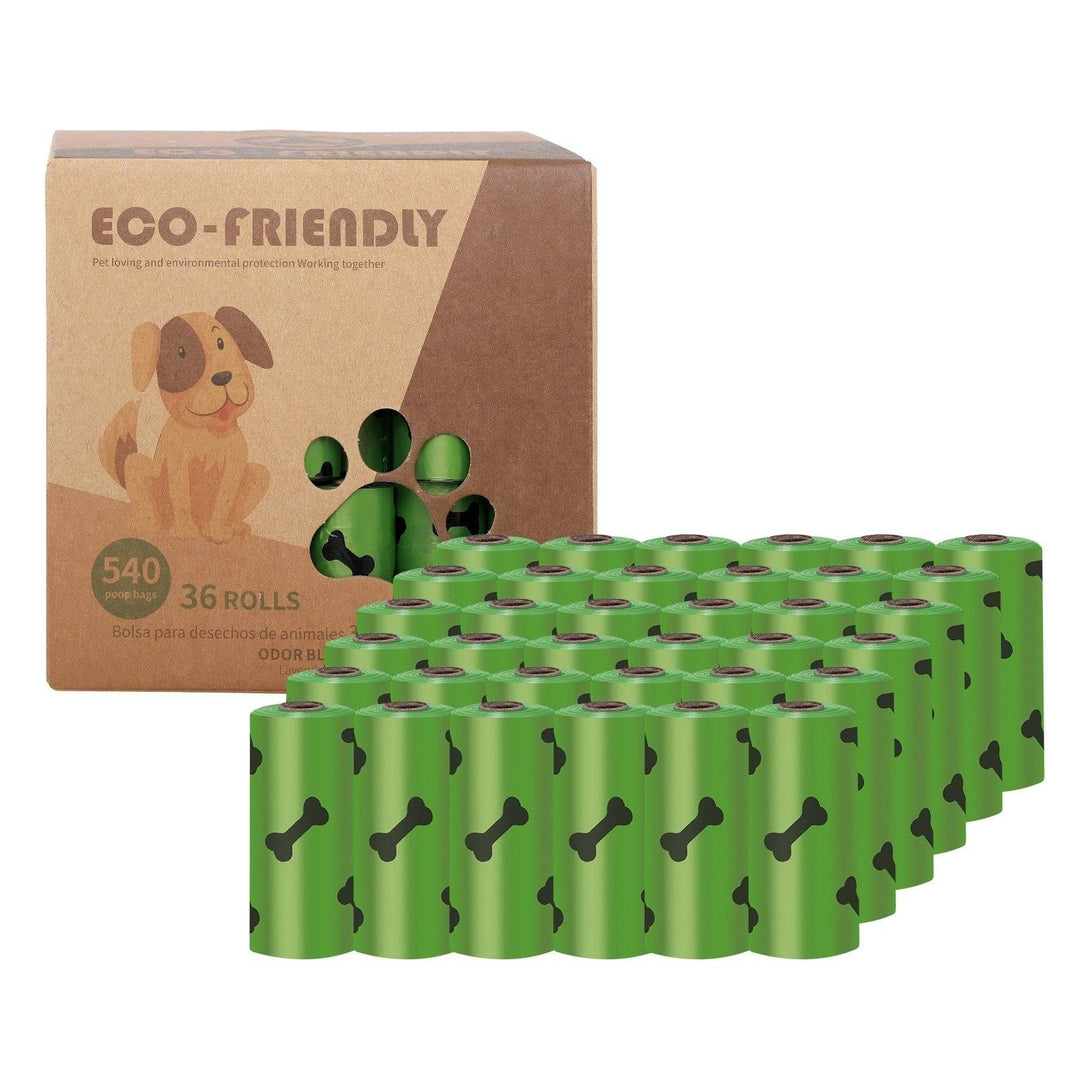 Eco-friendly green poop garbage bags with bone print, 36 rolls for hassle-free dog waste cleanup on the go