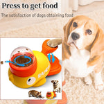 Load image into Gallery viewer, Interactive duck-shaped dog puzzle feeder dispensing treats as dog presses lever to get food slowly
