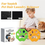 Load image into Gallery viewer, Reusable green and orange paw-shaped pet hair removers for laundry with before and after lint cleaning demonstration
