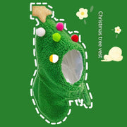 Green Christmas tree pet vest with colorful pom-poms and a golden star for small to large dogs and cats holiday costume