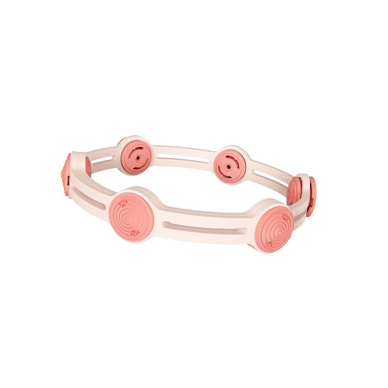 Close-up of pink and white Pet Anti-Flea & Tick Collar for Dogs & Cats featuring essential oil pods for long-lasting flea and mosquito repellent.