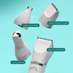 Load image into Gallery viewer, Multifunctional 4-in-1 electric hair clipper kit with pedicure head, small and big shaved heads, and nail polisher attachment.

