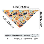 Load image into Gallery viewer, Halloween pet triangle bandana with pumpkin, ghost, and witch hat prints for dogs and cats, measuring 43x31 cm.
