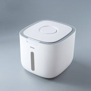 White sealed moistureproof pet grain storage box for keeping dog and cat food fresh and dry