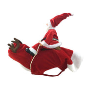 Dog Christmas costume with Santa Claus riding a reindeer outfit for small to large dogs holiday parties