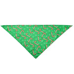 Load image into Gallery viewer, Green Christmas dog bandana with red and white candy cane pattern and subtle snowflake design for pets
