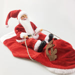 Load image into Gallery viewer, Red and white Santa Claus costume with reindeer design for dogs, perfect for Christmas holiday parties and winter celebrations.
