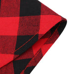 Load image into Gallery viewer, Close-up of red and black buffalo plaid triangular pet bandana for Christmas dog and cat scarf accessory
