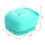 Load image into Gallery viewer, Turquoise pet shampoo massager brush with soft silicone bristles and ergonomic handle for gentle grooming and bath time relaxation.
