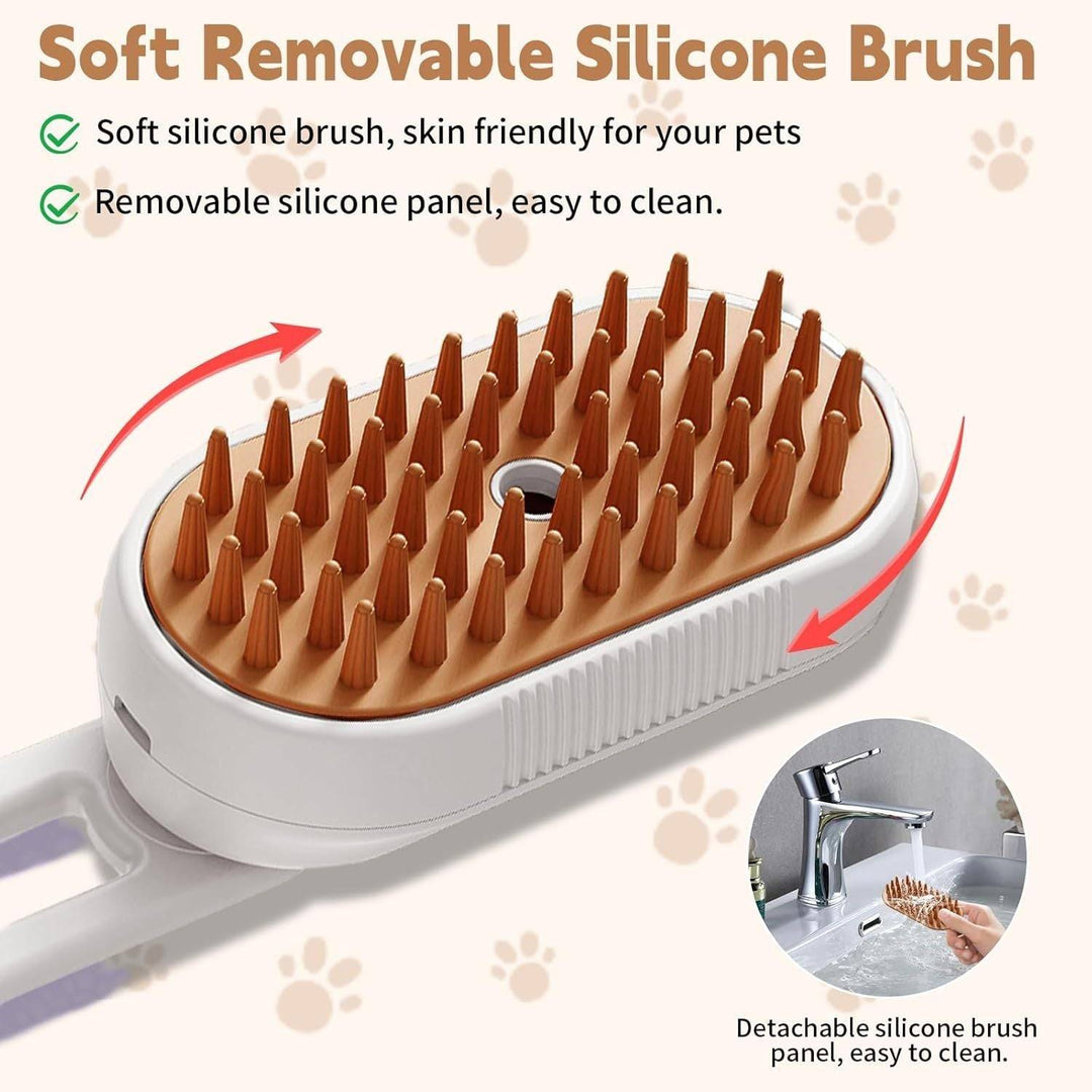 Soft removable silicone brush panel for pet grooming, skin-friendly and easy to clean with Cat Steam Brush product.